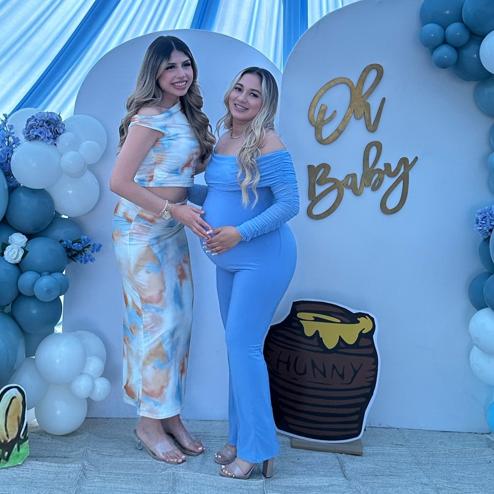 Blue Maternity Jumpsuit